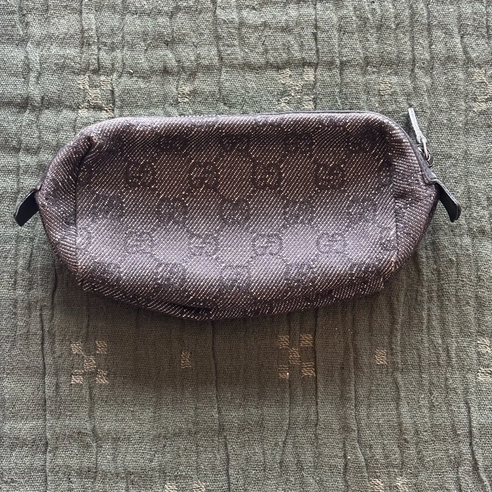 Gucci Black Denim & Leather Zip Pouch with Embossed Logo 014 - Picture 8 of 10